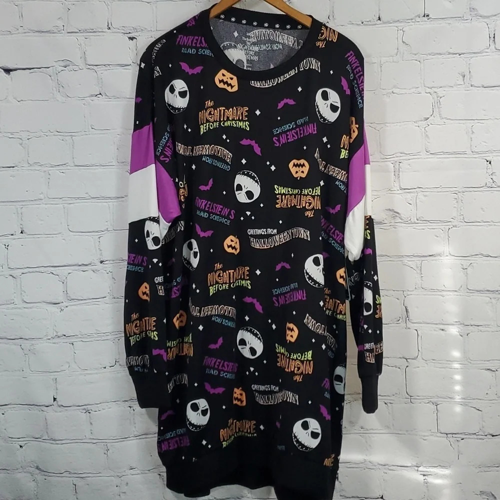 Tim Burton's‎ Nightmare Before Christmas Disney pajama sweater nightgown XL